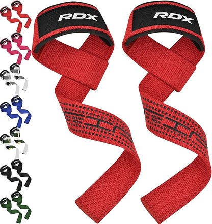 RDX Lifting Straps for Weightlifting –100% Cotton Heavy Duty Gym Wrist Strap with 5MM Neoprene Padding, 60CM Anti-Slip Hand Grip Wraps for Deadlifts Powerlifting Workouts Strength Training, Men Women