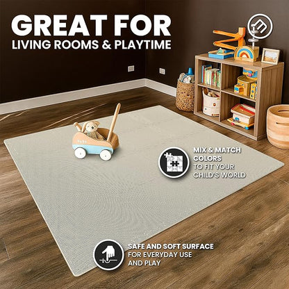 bemaxx Gym Mats Set - 18 pcs EVA Interlocking Foam Floor Tiles (12.6"x12.6"x0.4") 18sqft Protective Gym Flooring Sports Home Workout Exercise Mats Puzzle Garage Fitness Play-Room Pool Treadmill Bike