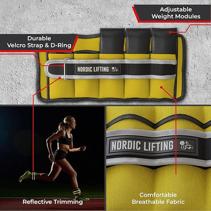 Nordic Lifting Adjustable Ankle Weights for Women & Men – 1 Pair (2–10 lbs) Wrist, Arm & Leg Weights for Gym, Yoga & Home Workouts – Secure Fit Strap Design – Durable Fitness Training Equipment
