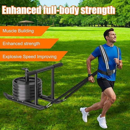 Weight Sled for Training - Heavy Duty Football Sled for Lineman, Sled Pull Workouts, Speed & Strength Training, Football Blocking Sled, Running Sled for Athletes, Weighted Sled for Outdoor & Indoor Workouts