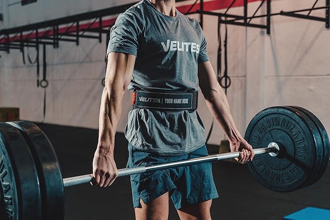 Velites - Weightlifting Lumbar Support Belt - Official of the Royal Spanish Weightlifting Federation - Extra-adherent Velcro - For Deadlifts, Squats, Snatches and Cleans