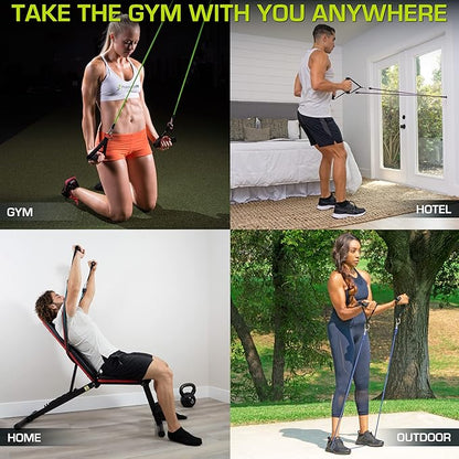 ProsourceFit Single Stackable Resistance Bands with Door Anchor and Exercise Guide, 8-12 LB, Heavy Duty Fitness Tube for Full-Body Exercises and Home Workouts