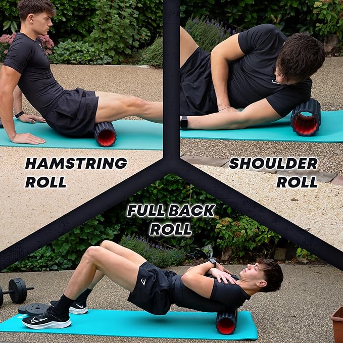 High Density Foam Roller for Physical Therapy – 12" High Density Exercise Roller for Back Pain Relief, Muscle Recovery & Deep Tissue Massage – Textured Muscle Roller