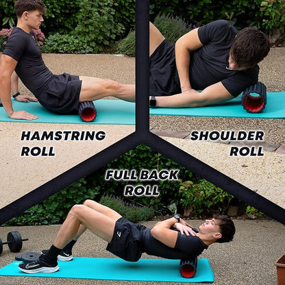 High Density Foam Roller for Physical Therapy – 12" High Density Exercise Roller for Back Pain Relief, Muscle Recovery & Deep Tissue Massage – Textured Muscle Roller