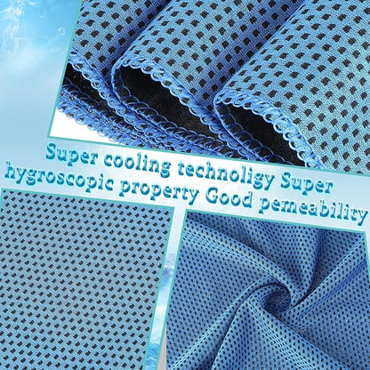 Honoson 10 Pack Cooling Towels Bulk - 47"x12" Soft Breathable Ice Towels for Neck & Face, Portable Chilly Rags Microfiber Sweat Rags for Yoga, Sports, Gym, Workout & Fitness (Dark Blue)