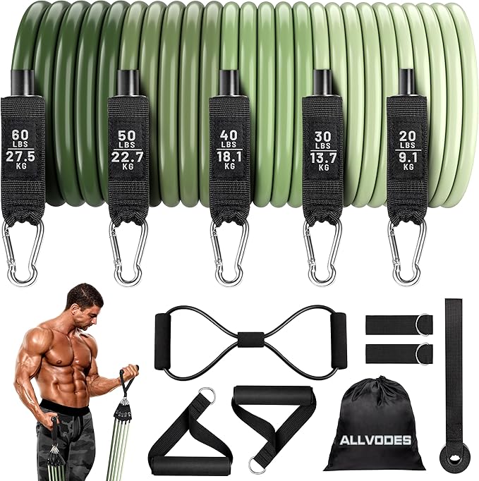 Resistance Bands, Resistance Band Set, Workout Bands, Exercise Bands for Men and Women, Exercise Bands with Door Anchor, Handles, Legs Ankle Straps for Muscle Training, Physical Therapy, Shape Body