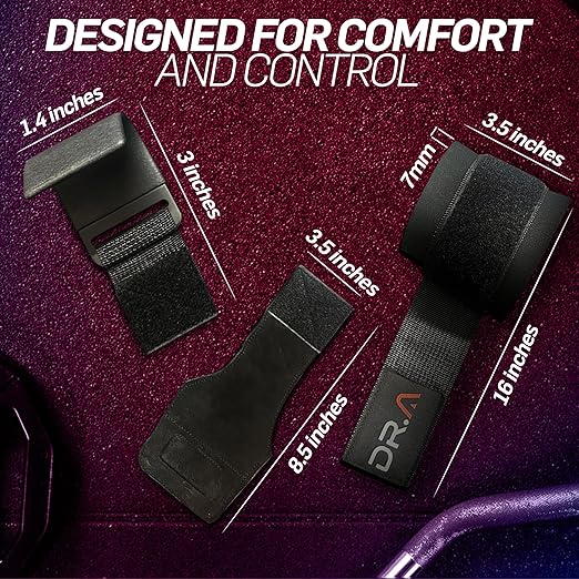 Doctor Developed Hookstrap 2-in-1 Lifting Straps + Gym Grips, Switch Hook to Strap in Seconds, Heavy-Duty Weight Lifting Wrist Wraps for Pull-Ups, Shrugs, Deadlifts & Heavy Lifts, Black (Pair)