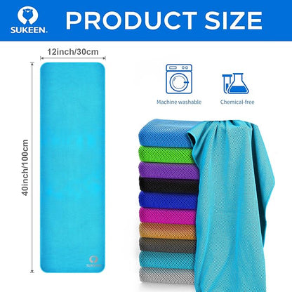 Sukeen Cooling Towels(40"x12") for Neck & Head, Soft Breathable Chilly Towel for Yoga, Golf, Gym, Camping, Running, Workout & More Activities