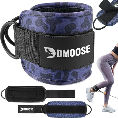 DMoose Fitness Ankle Strap for Cable Machine - One Size Fit with Premium Padding Cuffs, Ankle Bands for Working Out, Booty Workouts, Leg Extension, Hip Abductors, Kickbacks & Lower Body Exercises