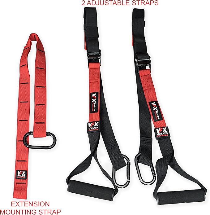 Valor Fitness Adjustable Suspension Training Straps – Portable Full-Body Workout Calisthenics EquipmentTrainer for Strength, Pilates, Home Gym, Rehab & Core Exercises with Storage Bag