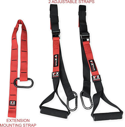 Valor Fitness Adjustable Suspension Training Straps – Portable Full-Body Workout Calisthenics EquipmentTrainer for Strength, Pilates, Home Gym, Rehab & Core Exercises with Storage Bag