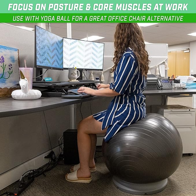GoSports Yoga Ball Base for Fitness Balls - Charcoal, Green, or Blue -Hub 360 Universal Stability Stand
