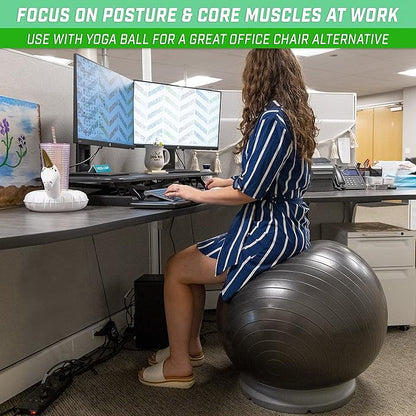 GoSports Yoga Ball Base for Fitness Balls - Charcoal, Green, or Blue -Hub 360 Universal Stability Stand