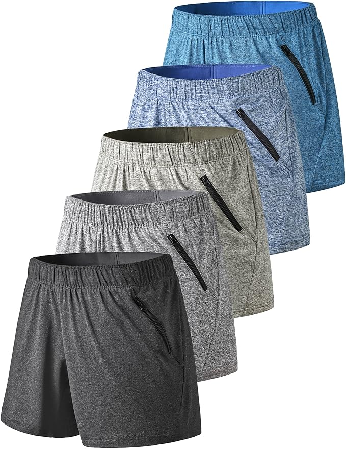 Liberty Imports 1 or 5 Pack Womens Lounge Workout Shorts with Zipper Pockets 5" Inseam Lightweight Athletic Casual Shorts