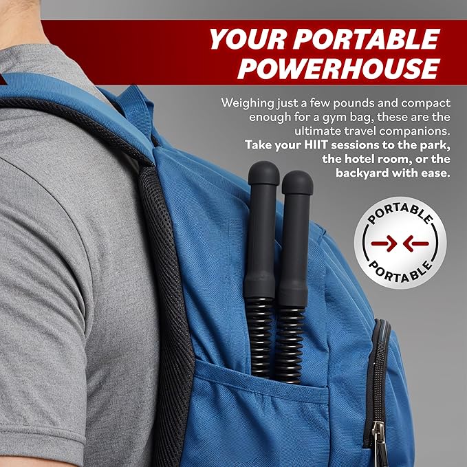 Battle Ropes – Ropeless Battle Rope for Home Gym, Cordless Training Sticks with Resistance Spring, Portable Workout Equipment, Battle Rope Sticks