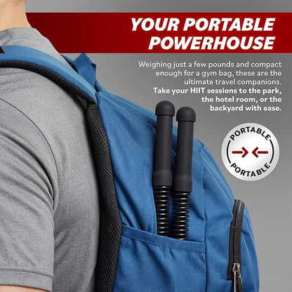 Battle Ropes – Ropeless Battle Rope for Home Gym, Cordless Training Sticks with Resistance Spring, Portable Workout Equipment, Battle Rope Sticks