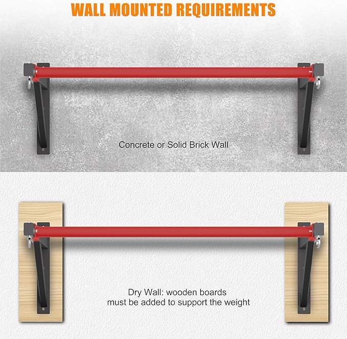 Pull Up Bar Wall Mounted, Heavy Duty 650 lbs Capacity Chin Up Bar, 48" Multi-Grip Strength Training Pull-up Bars, for Home Gym Garage/Backyard Total Body Workout, Ease Of Use Mounting