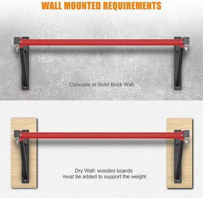Pull Up Bar Wall Mounted, Heavy Duty 650 lbs Capacity Chin Up Bar, 48" Multi-Grip Strength Training Pull-up Bars, for Home Gym Garage/Backyard Total Body Workout, Ease Of Use Mounting