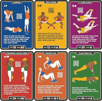 Stack 52 Bodyweight Exercise Cards: Workout Playing Card Game. Designed by a Military Fitness Expert. Video Instructions Included. No Equipment Needed. Burn Fat Build Muscle.