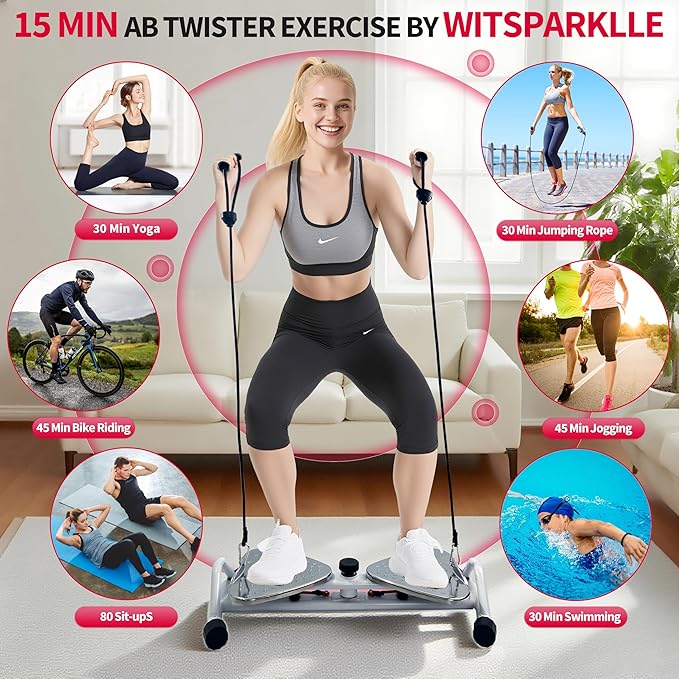 Waist Twister Machine Exercise Fitness Tool,Home Gym Equipment Ab Twister Board with 500 lbs Capacity Ultra-Quiet,Core Trainer for Slim Waist and Ab Exercise,All-Metal Anti-Slip Footrest,Women Men