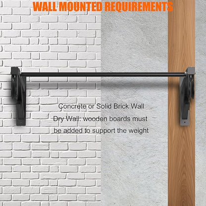 Pull Up Bar Wall Mounted, Heavy Duty 650 lbs Capacity Chin Up Bar, 48" Multi-Grip Strength Training Pull-up Bars, for Home Gym Garage/Backyard Total Body Workout, Ease Of Use Mounting