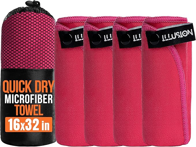 illusion Small Microfiber Gym Towels for Men and Women Active Sports (32" L x 16''W)-Lightweight Quick Dry Gym Towel for Sweat-Workout Towels Ideal for Yoga, Camping, Running, and Outdoor Activities
