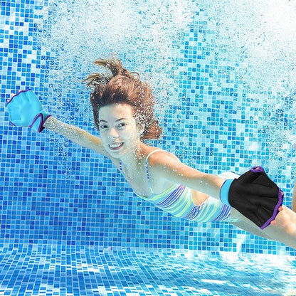 Sumind 2 Pairs Swimming Gloves Aquatic Training Gloves Neoprene Mittens Webbed Fitness Water Aerobics Resistance Training for Women Men Swimming Diving(Medium,Light Blue, Purple)