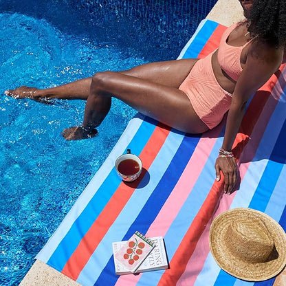 Dock & Bay Beach Towel - Quick Dry, Sand Free - Compact, Lightweight - 100% Recycled - Includes Bag - Ocean Pavilion - Extra Large (200x90cm, 78x35)