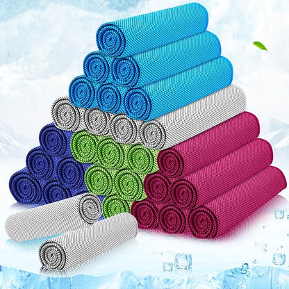 MENOLY 30 Packs Cooling Towels Bulk Cooling Towels for Neck and Face Gym Workout Cooling Neck Rags for Sports Yoga Soft Microfiber Breathable Sweat Rags for Hiking Running Fitness