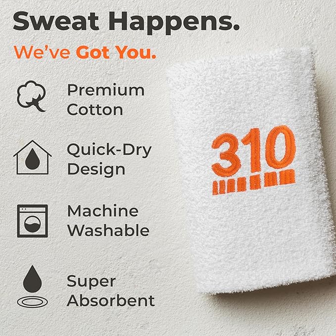 310 Nutrition Sports Gym Towel - 100% Terry Cotton Sweat Towel for Men & Women - Soft, Absorbent, Quick-Dry Fitness for Gym, Yoga, Travel, Sports & Outdoor Workouts