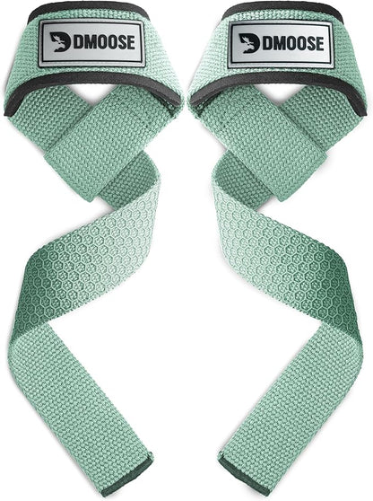 DMoose Fitness Lifting Straps 24" (Pair) - 5mm Padded Durable Wrist Straps for Weightlifting & Powerlifting - Cotton Lifting Strap with Silicone Grip for Men & Women - Deadlift Strap for Gym Workout