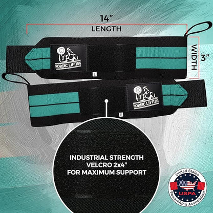 Nordic Lifting Wrist Wraps (1 Pair/2 Wraps) – Lifting Wrist Wraps with Thumb Loop for Weightlifting, Powerlifting & CrossFit – Durable Wrist Support Straps for Men & Women – Gym Essentials for Heavy Lifts