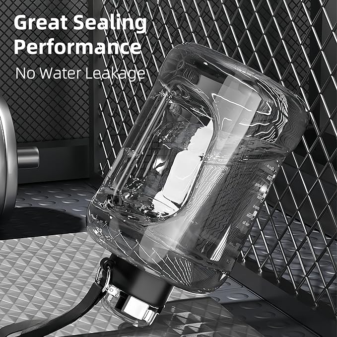 50oz & 84oz Motivational Water Bottle - Time-Marked, Leak Proof & BPA free. 2-in-1 Lid with Straw, Food-Grade Tritan. Half Gallon Sized, Ideal for Gym, Fitness & Outdoor Activities (50oz, Blue)