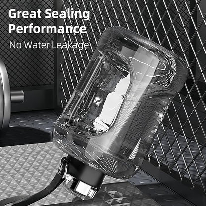 50oz & 84oz Motivational Water Bottle - Time-Marked, Leak Proof & BPA free. 2-in-1 Lid with Straw, Food-Grade Tritan. Half Gallon Sized, Ideal for Gym, Fitness & Outdoor Activities (84oz, Blue)