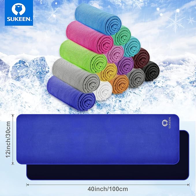 Sukeen Cooling Towels (40"x12"), Soft Breathable Cooling Towels for Neck and Face, Sweat Towel Cooling Neck Wraps for Sport, Running, Gym, Camping, Hiking, Fitness, Workout & More Activities