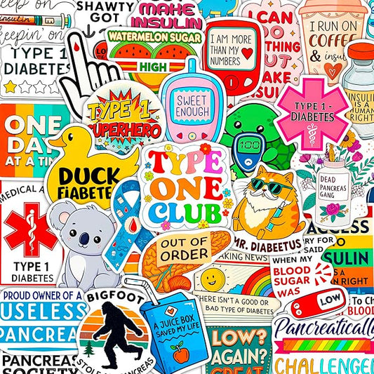 100Pcs Diabetes Stickers for Water Bottle - Diabetic Stickers and Decals - Diabetes Gifts for Diabetics - Gift for Women & Men