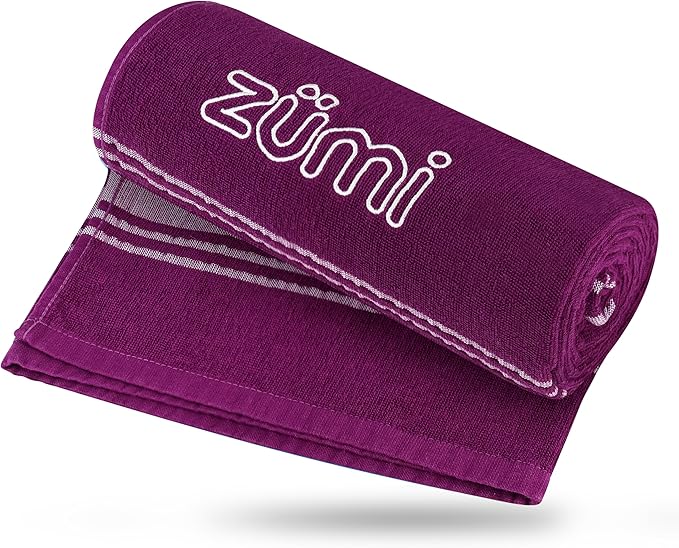 Zumi 100% Cotton Quick Dry Large Travel Towel - Soft, Thin, Compact, Highly Absorbent, Lightweight Camping Towel for Beach, Gym, Bath, Shower, Swimming, Pool, Dorm, RV - Purple