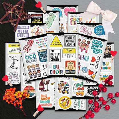 100Pcs Choir Stickers and Decals for Water Bottle, Laptops - Choir Gifts for Choir Director - Music & Singing Stickers, Gift for Women & Men
