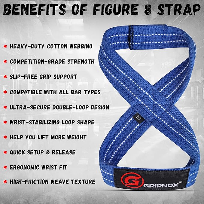 – Weight Lifting Straps Figure 8, Anti Slip Padded Wrist Support for Gym Workout Deadlift, Weightlifting, Powerlifting, Hand Bar Grip & Cross Training Strong Weightlifting Wrist Straps.