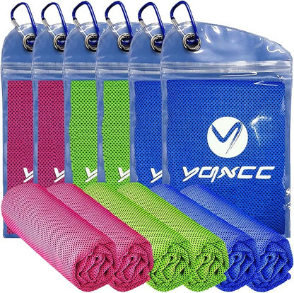 YQXCC Cooling Towels | 6 Pack 40"x12" | Cool Cold for Neck | Microfiber Soft Breathable Chilly | for Yoga, Golf, Gym, Camping, Running, Workout & More Activities