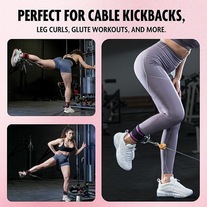 DMoose Fitness Ankle Strap for Cable Machine - One Size Fit with Premium Padding Cuffs, Ankle Bands for Working Out, Booty Workouts, Leg Extension, Hip Abductors, Kickbacks & Lower Body Exercises
