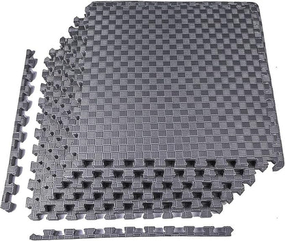 BalanceFrom Puzzle Exercise Mat 1" Thick, EVA Interlocking Foam Floor Tiles for Home Gym, Mat for Home Workout Equipment, Floor Padding for Kids, Gray, 24 in x 24 in x 1 in, 24 Sq Ft - 6 Tiles