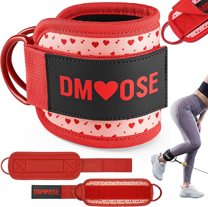 DMoose Fitness Ankle Strap for Cable Machine - One Size Fit with Premium Padding Cuffs, Ankle Bands for Working Out, Booty Workouts, Leg Extension, Hip Abductors, Kickbacks & Lower Body Exercises