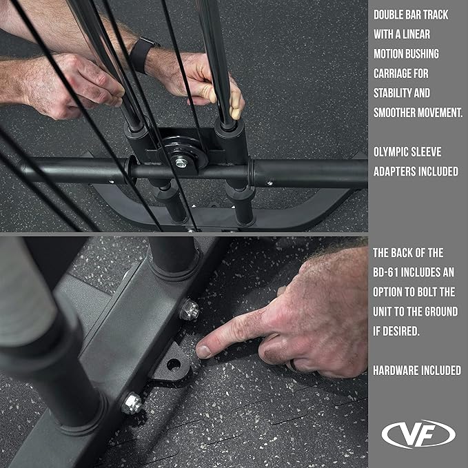 Valor Fitness Cable Crossover Machine - 17 Adjustable Positions with Pull Up Bars and Optional Bundle Attachments Max Weight 200 lb. Plate Loaded Pulley System for Home Gym Power Workout
