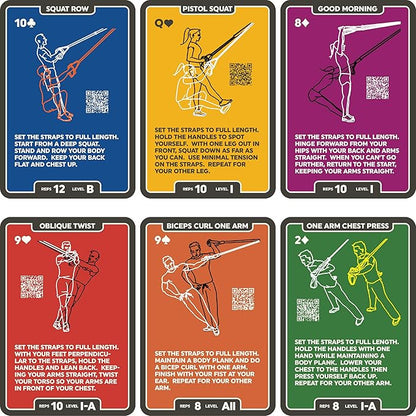 Stack 52 Suspension Exercise Cards Compatible with All Suspension Trainers. Suspended Bodyweight Resistance Workout Game. Video Instructions Included. Fun Home Fitness Program.(Mega Pack)
