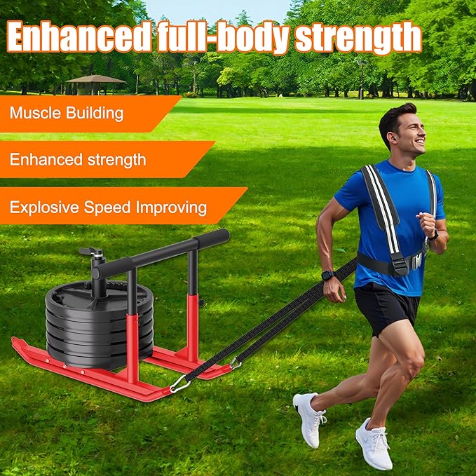 Weight Sled for Training - Heavy Duty Football Sled for Lineman, Sled Pull Workouts, Speed & Strength Training, Football Blocking Sled, Running Sled for Athletes, Weighted Sled for Outdoor & Indoor Workouts