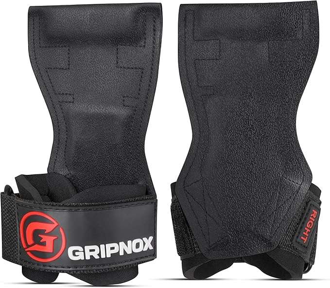 Premium Weight Lifting Grips & Straps for Deadlifts & Powerlifting – Anti-Slip Leather and Rubber Grip with Padded Wrist Wrap Support –