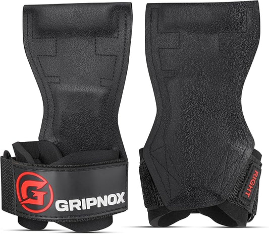 Premium Weight Lifting Grips & Straps for Deadlifts & Powerlifting – Anti-Slip Leather and Rubber Grip with Padded Wrist Wrap Support –