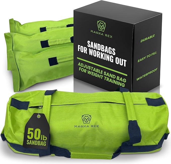 Sandbags for Working Out - 50 to 90 lbs - Adjustable Heavy Duty Equipment for Weight Training - 1 Outer, 3 Inner Sandbags - Portable Tough Workout - Non Slam