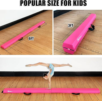 MARFULA 6 FT / 8 FT / 9 FT / 10 FT Folding Gymnastic Balance Beam for Kids with Carry Bag for Home and Club Use